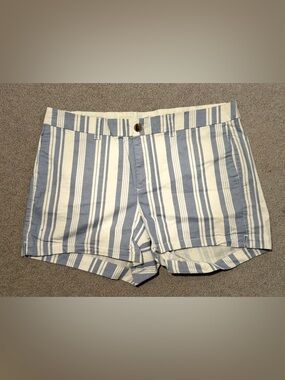 Striped Blue and White Women’s Cotton Shorts -Size 14